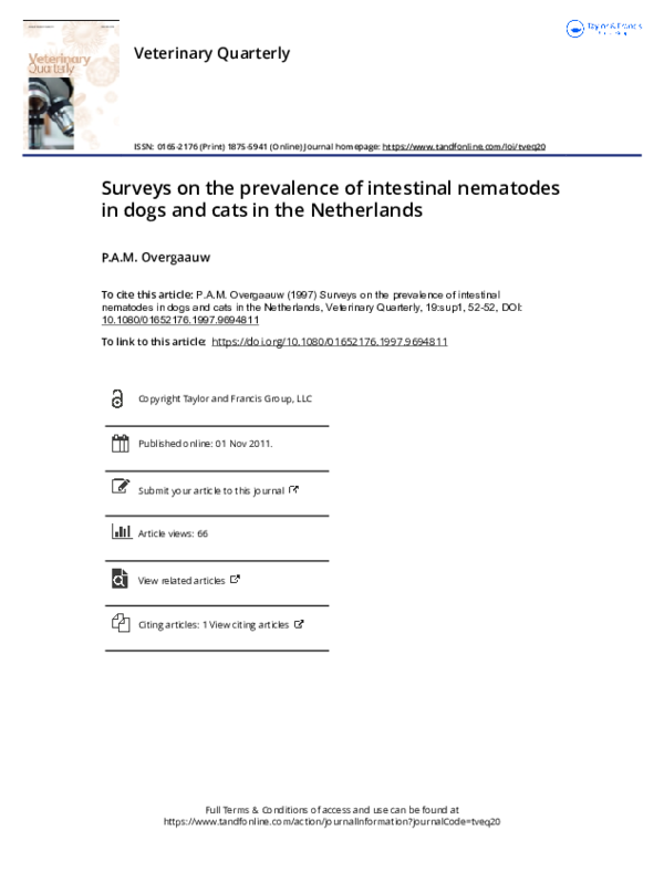 (PDF) Surveys on the prevalence of intestinal nematodes in dogs and ...