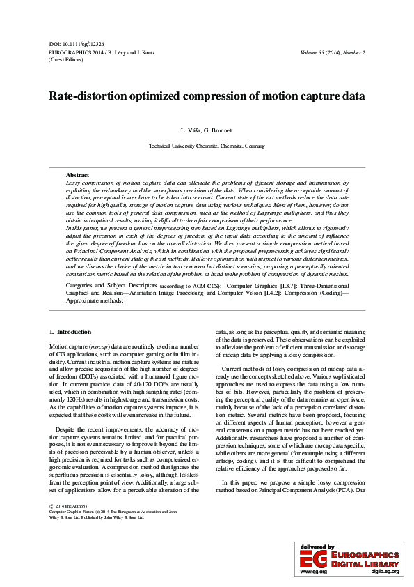 (PDF) Rate-distortion optimized compression of motion capture data