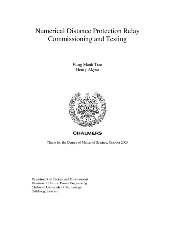 (PDF) Numerical distance protection relay commissioning and testing
