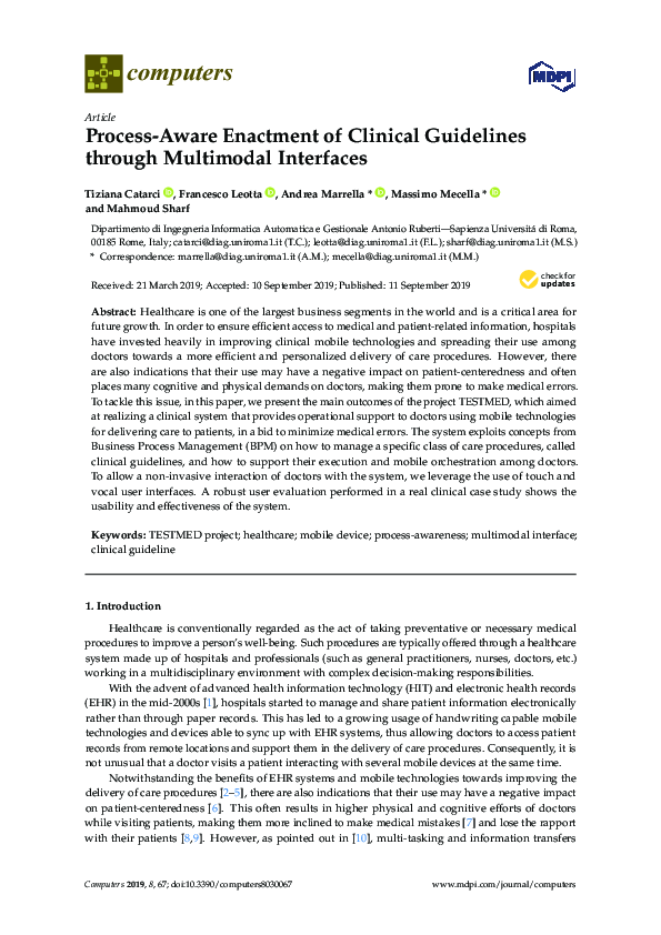 (PDF) Process-Aware Enactment of Clinical Guidelines through Multimodal ...