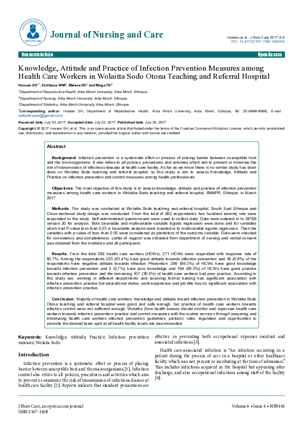 (PDF) Knowledge, Attitude and Practice of Infection Prevention Measures ...