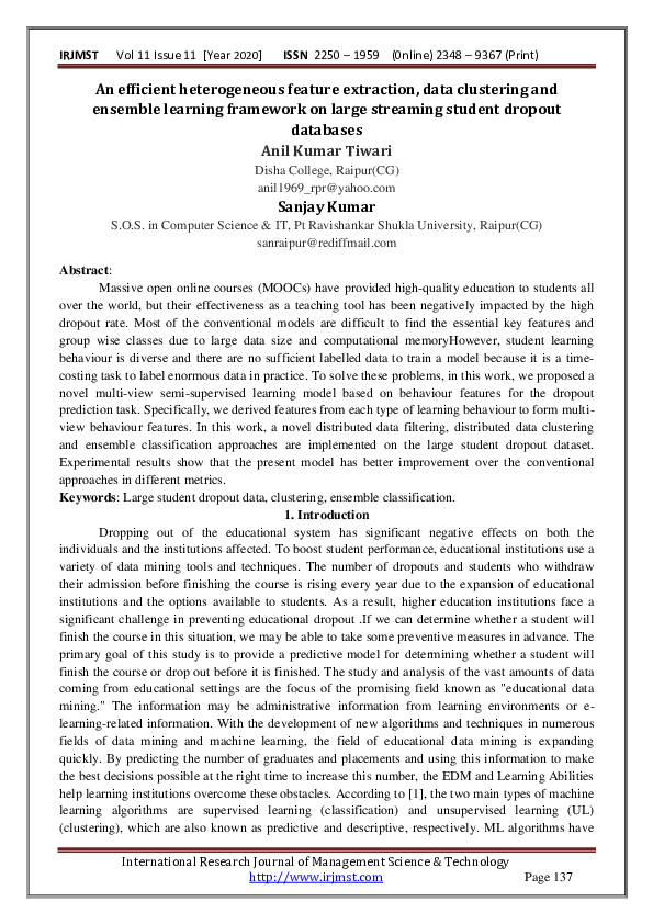 (PDF) An efficient heterogeneous feature extraction, data clustering ...