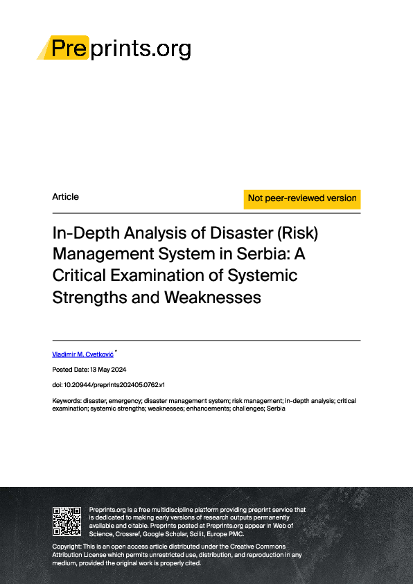 (PDF) In-Depth Analysis of Disaster (Risk) Management System in Serbia ...