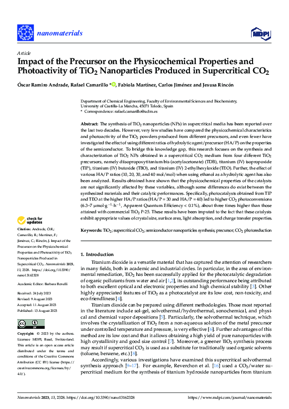 (PDF) Impact of the Precursor on the Physicochemical Properties and ...