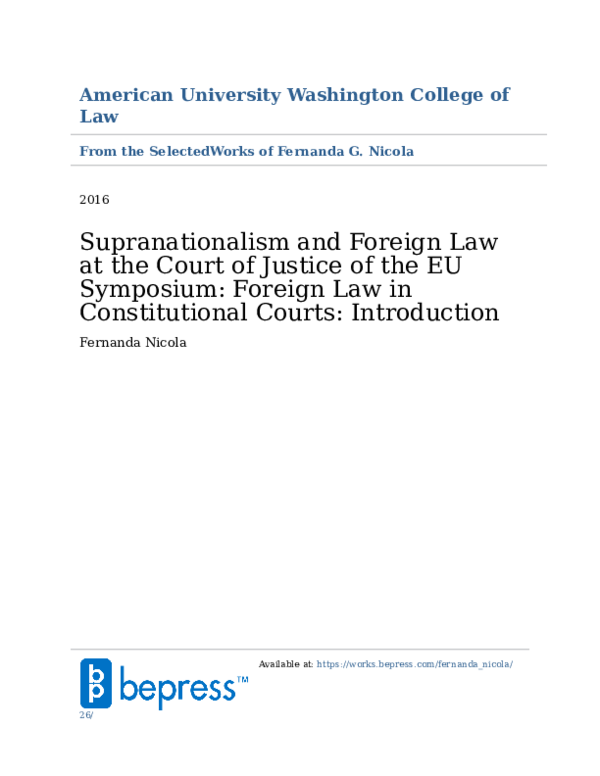 (PDF) Supranationalism and Foreign Law at the Court of Justice of the ...
