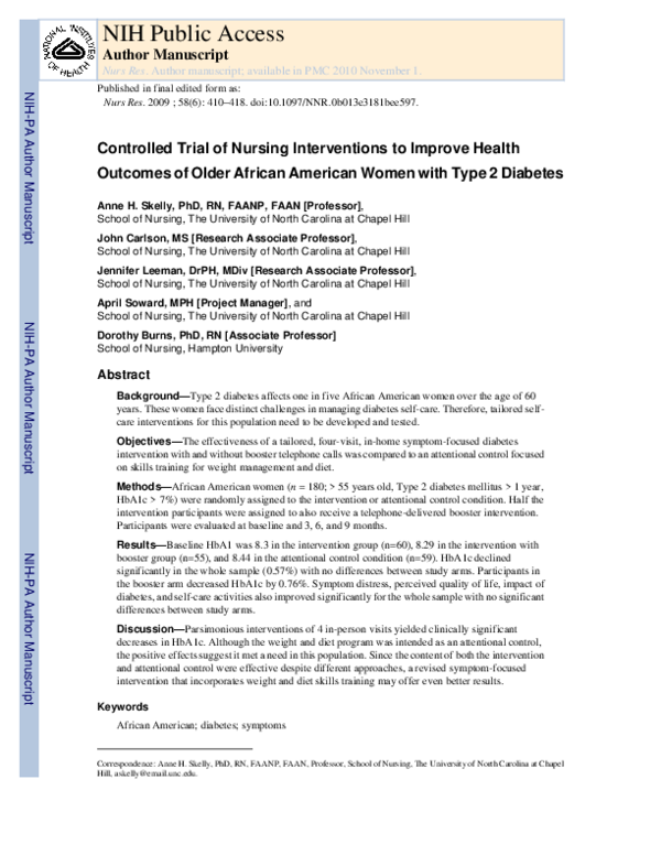 (PDF) Controlled Trial of Nursing Interventions to Improve Health ...