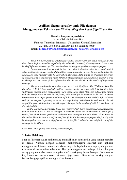 (PDF) Aplikasi Steganography pada File dengan Menggunakan Teknik Low ...