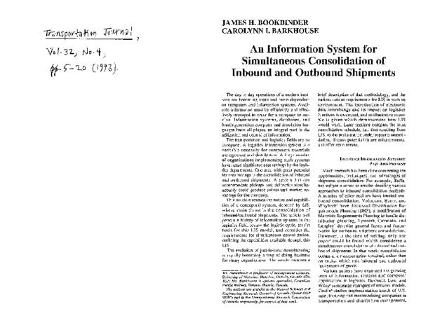 (PDF) An information system for simultaneous consolidation of inbound ...