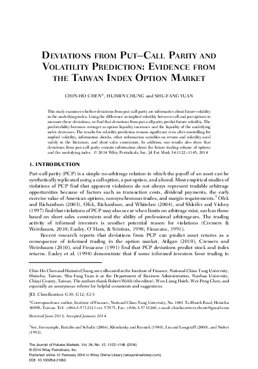 (PDF) Deviations from Put-Call Parity and Volatility Prediction ...