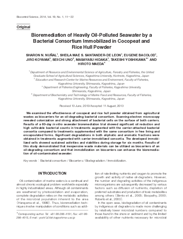 (PDF) Bioremediation of Heavily Oil-Polluted Seawater by a Bacterial ...