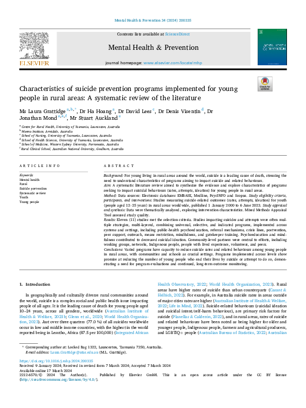 (PDF) Characteristics of suicide prevention programs implemented for ...