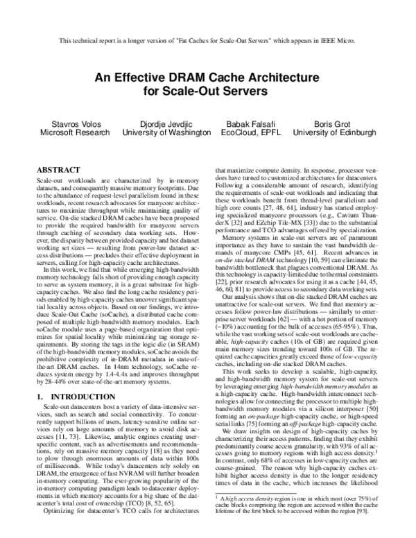 (PDF) An Effective DRAM Cache Architecture for Scale-Out Servers
