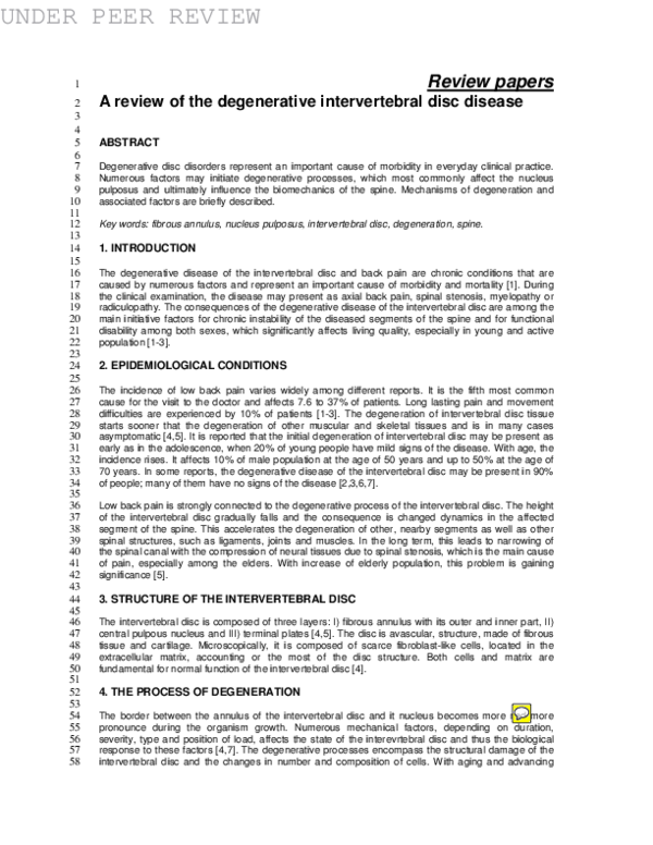 (PDF) A Review of the Degenerative Intervertebral Disc Disease