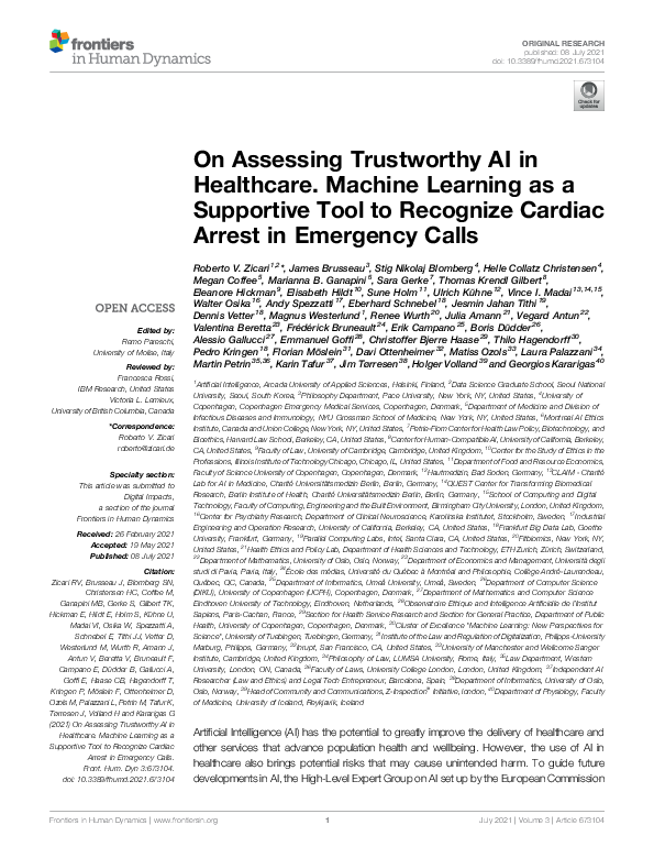 (PDF) On Assessing Trustworthy AI in Healthcare. Machine Learning as a ...