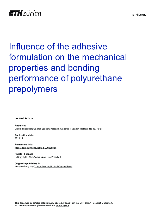 (PDF) Influence of the adhesive formulation on the mechanical ...