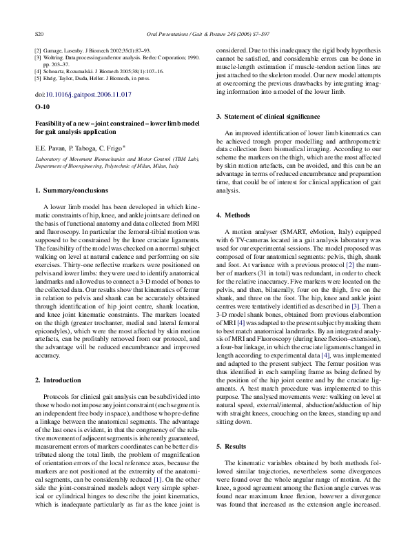 (PDF) Feasibility of a new – joint constrained – lower limb model for ...