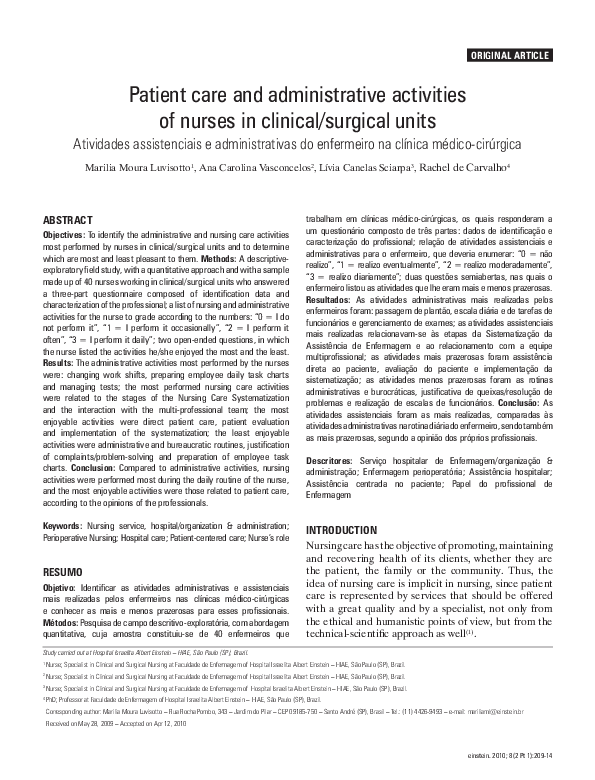 (PDF) Patient care and administrative activities of nurses in clinical ...
