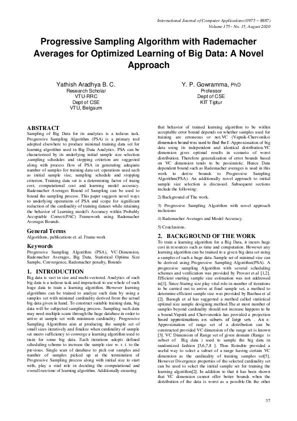 (PDF) Progressive Sampling Algorithm with Rademacher Averages for ...