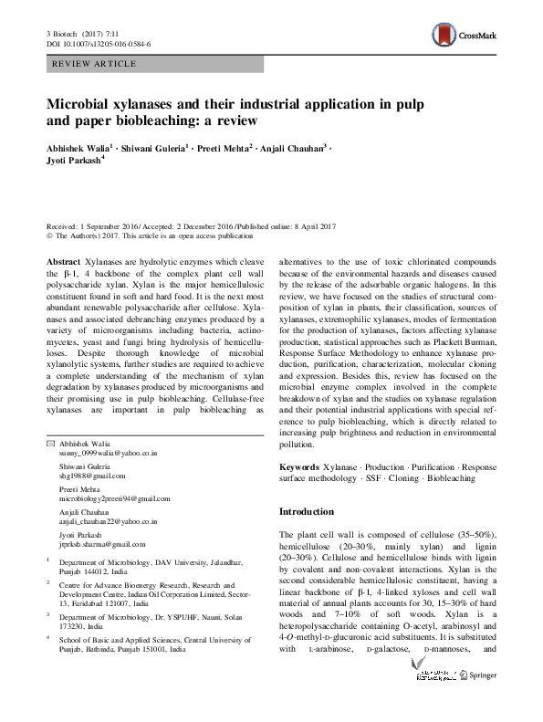 (PDF) Microbial xylanases and their industrial application in pulp and ...