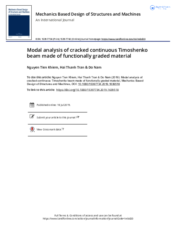 (PDF) Modal analysis of cracked continuous Timoshenko beam made of ...