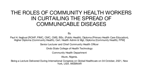 (PDF) The roles of community health workers in curtaining communicable ...