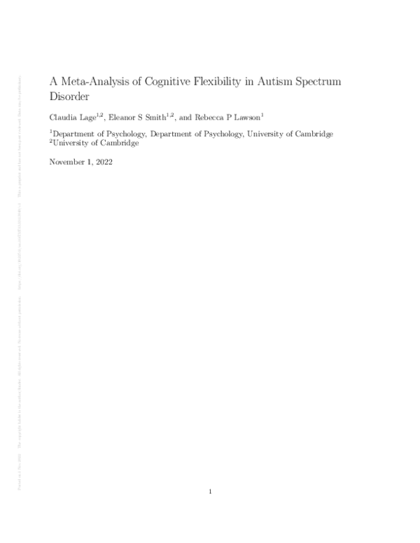 (PDF) A Meta-Analysis of Cognitive Flexibility in Autism Spectrum Disorder