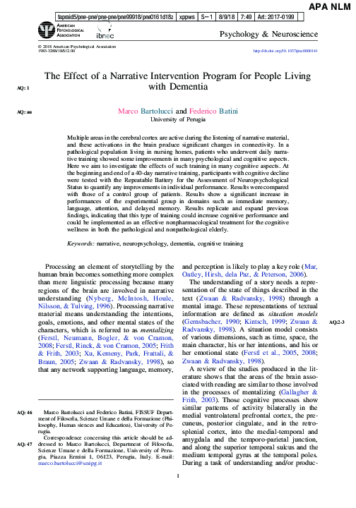 (PDF) The effect of a narrative intervention program for people living ...