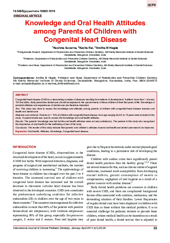 (PDF) Knowledge and Oral Health Attitudes among Parents of Children ...