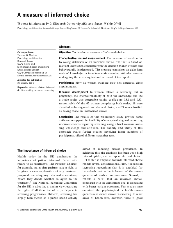 (PDF) A measure of informed choice