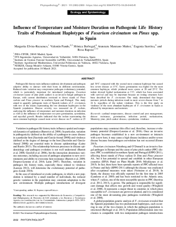 (PDF) Influence of Temperature and Moisture Duration on Pathogenic Life ...