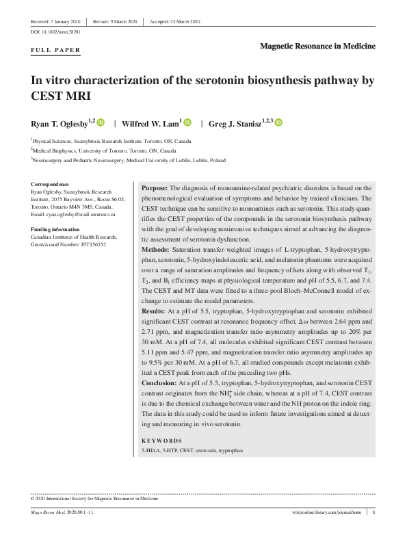 (PDF) In vitro characterization of the serotonin biosynthesis pathway ...