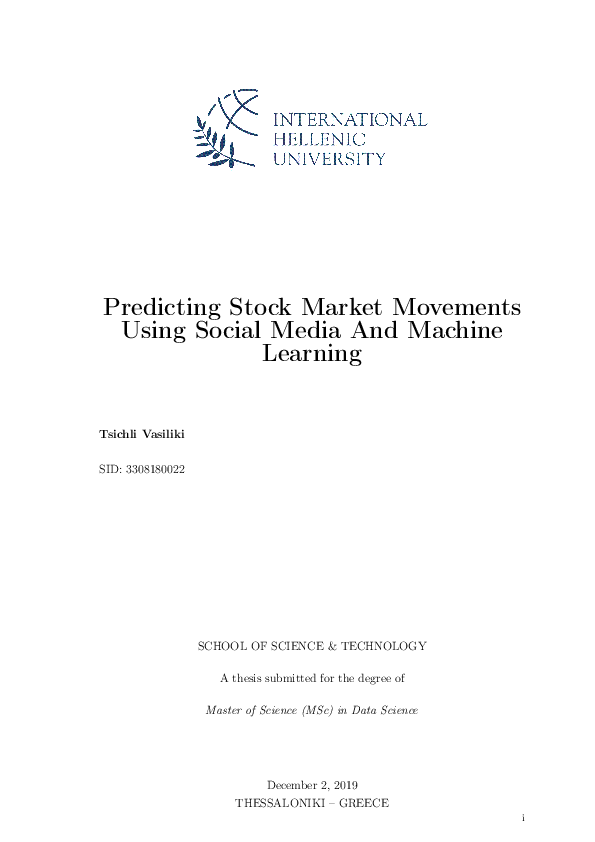 (PDF) Predicting Stock Market Movements with Social Media and Machine ...