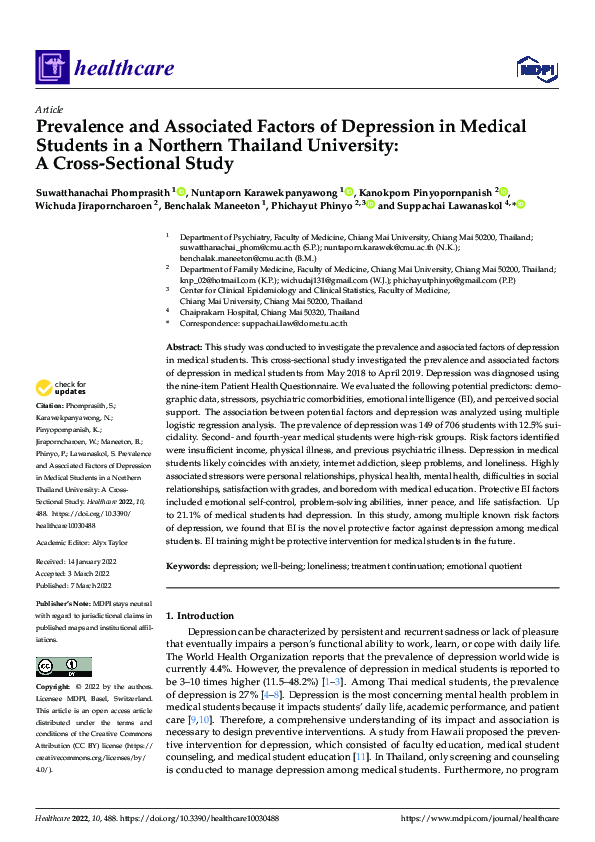 (PDF) Prevalence and Associated Factors of Depression in Medical ...