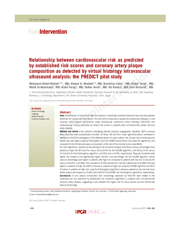(PDF) Relationship between cardiovascular risk as predicted by ...
