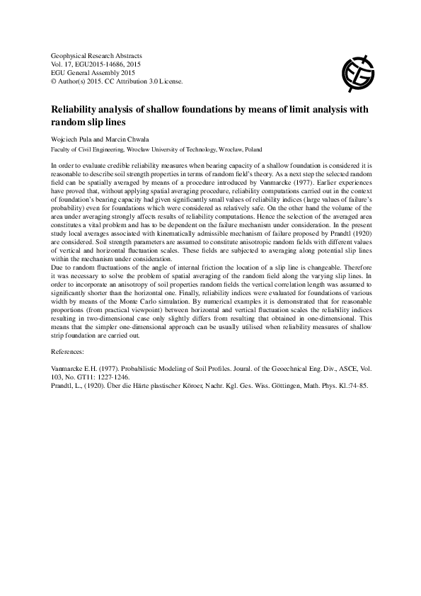 Reliability Analysis Of Shallow Foundations By Means Of Limit Analysis