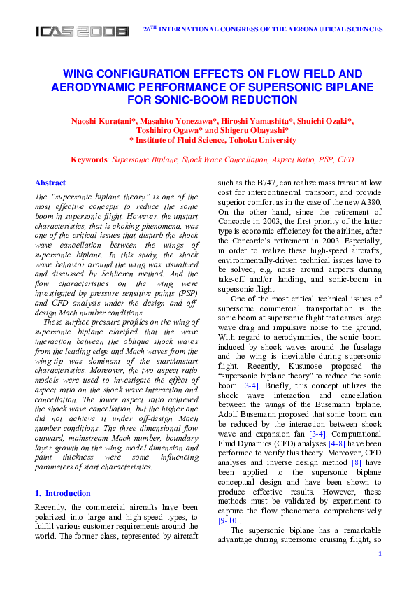 (PDF) Wing Configuration Effects on Flow Field and Aerodynamic ...