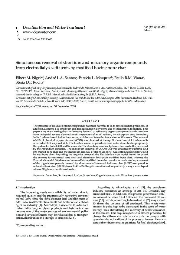 (PDF) Simultaneous removal of strontium and refractory organic ...