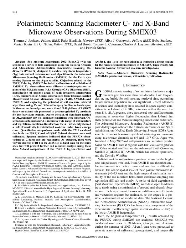 (PDF) Polarimetric scanning radiometer C- and X-band microwave ...