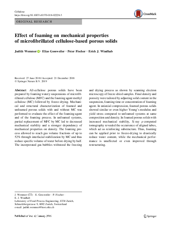 (PDF) Effect of foaming on mechanical properties of microfibrillated ...
