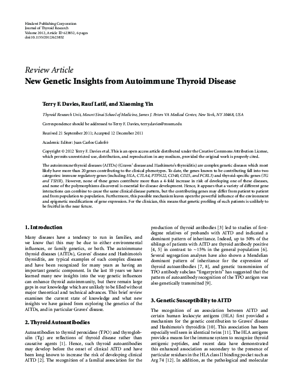 (PDF) New Genetic Insights from Autoimmune Thyroid Disease