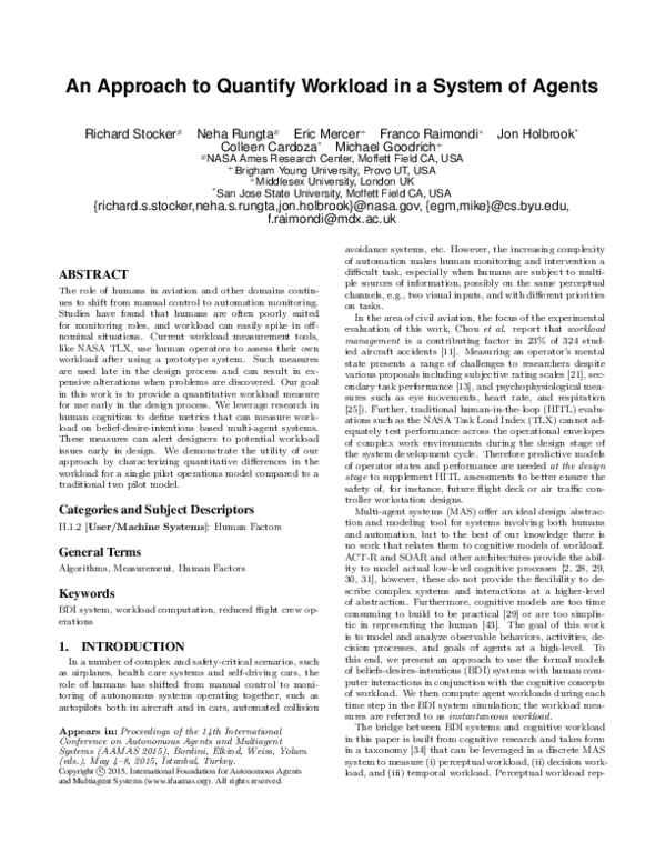 (PDF) An Approach to Quantify Workload in a System of Agents