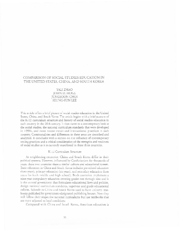 (PDF) Comparison of Social Studies Education in the United States ...