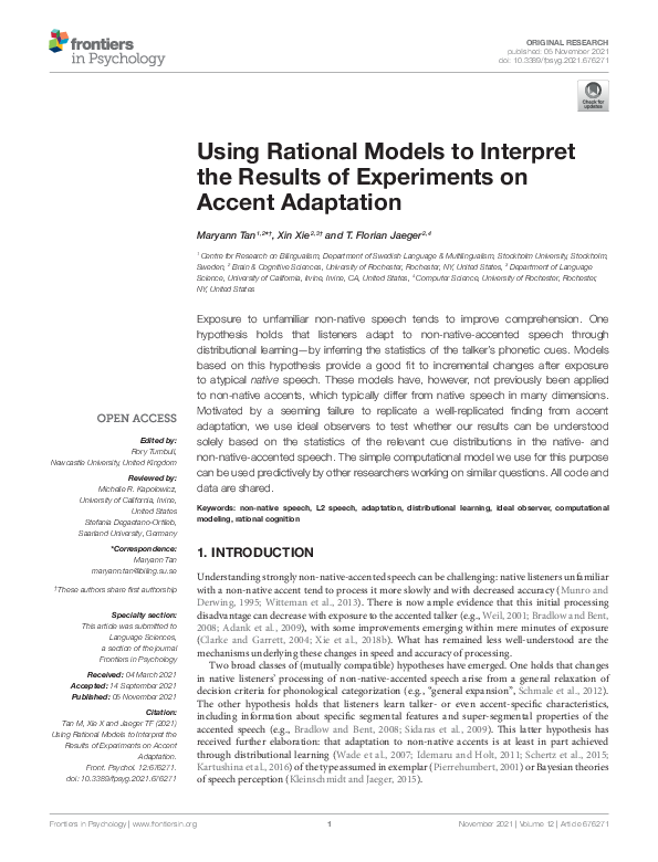(PDF) Using Rational Models to Interpret the Results of Experiments on ...