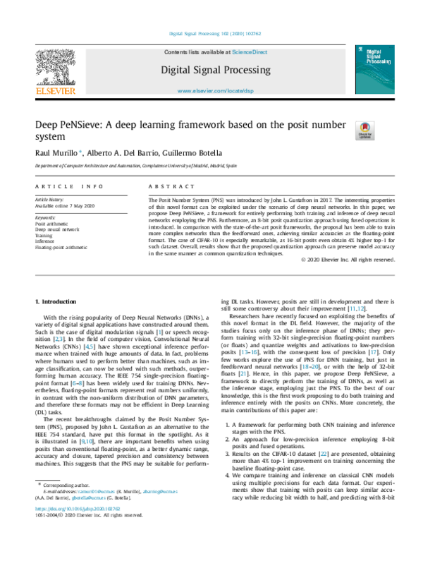 (PDF) Deep PeNSieve: A deep learning framework based on the posit ...