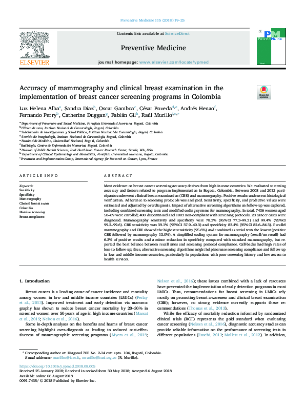 (PDF) Accuracy of mammography and clinical breast examination in the ...