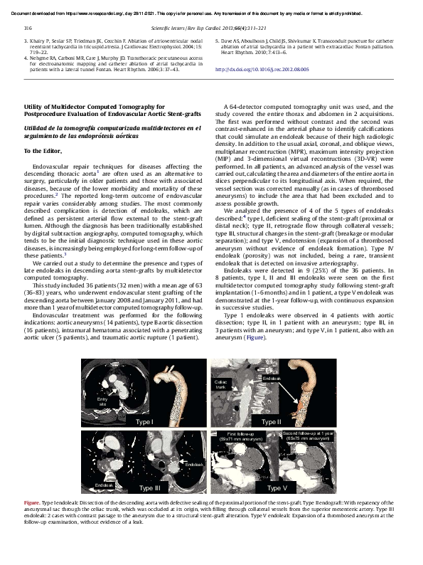 (PDF) Utility of Multidector Computed Tomography for Postprocedure ...