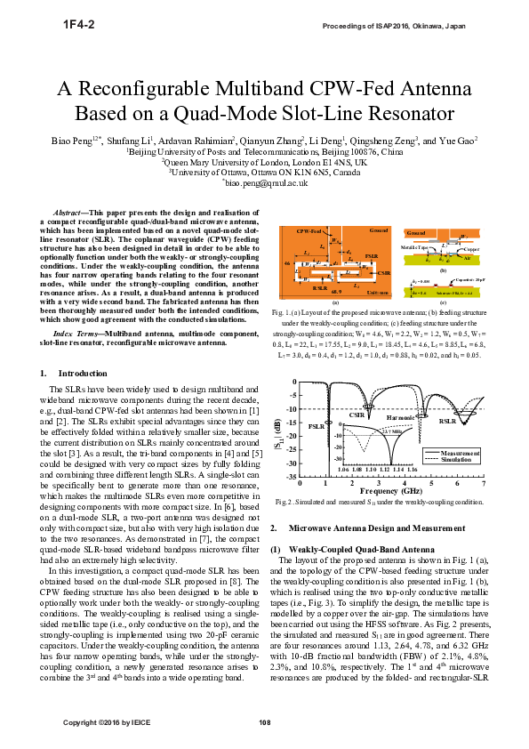 (PDF) A reconfigurable multiband CPW-fed antenna based on a quad-mode ...