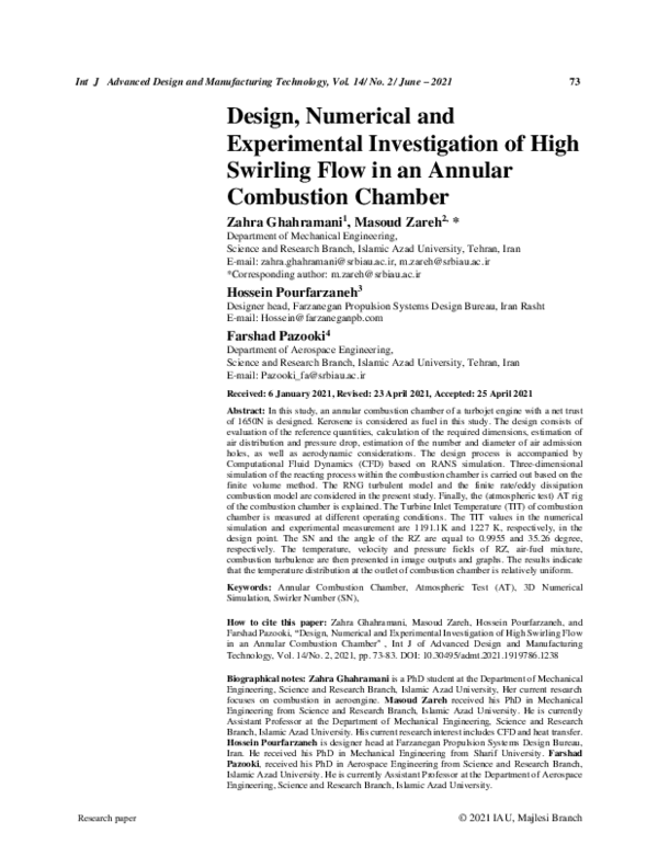 (PDF) Design, Numerical and Experimental Investigation of High Swirling ...