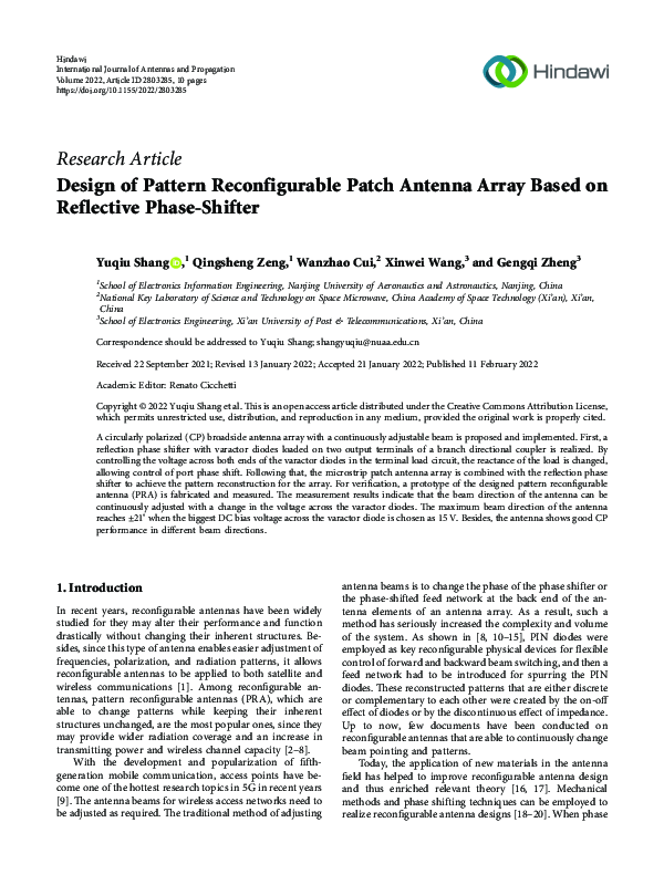 (PDF) Design of Pattern Reconfigurable Patch Antenna Array Based on ...