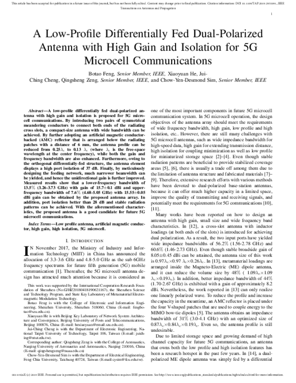 (PDF) A Low-Profile Differentially Fed Dual-Polarized Antenna With High ...
